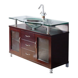 Mahogany bathroom vanities and glass sink Cologne collection 48" - Bathroom Vanities And Sink Consoles
