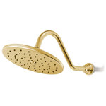 Fontana Showers - Fontana Brushed Gold Round Rainfall Showerhead, 8", Ceiling Mount, Water Powered - The beauty of the Brushed Gold finish is in its versatility. It pairs well with traditional or contemporary decor and can be particularly effective if you're going for a more rustic look. This jumbo-sized shower-head features 252 self-cleaning spray nozzles to provide full-body coverage. The Brushed Gol finish offers a warm- rich look. With spray technology for optimal water distribution providing full-body rain spray. No assembly or tools required just unscrew your old shower head and twist by hand the new shower head till it locks in, and you are ready to enjoy your shower spa. This shower head Showerhead Flow Rate: Maximum 1.8 GPM. Aerator Included: Minimum .5 GPM.