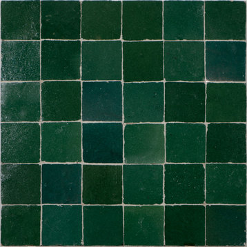 Handmade Mosaic Tile, Dark Green, 12"x12"Panel