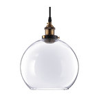Vintage-Style Glass Ball Ceiling Lamp Pendant, Clear, 9.8"