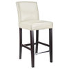 Atlin Designs 31" Upholstered Faux Leather & Wood Bar Stool in White/Espresso