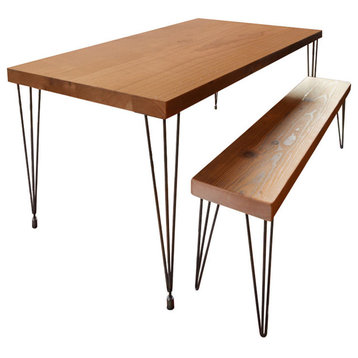 Urban Reclaimed Wood Dining Table, Hairpin, 2.5" Thick, 30x72x30, Beeswax