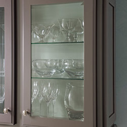 KraftMaid: Prism Glass Door with Aegean Contrasting Cabinet Back - Kitchen Cabinetry
