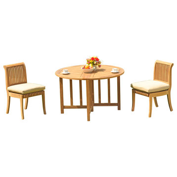 3-Piece Set, 48" Butterfly Table, 2 Giva Chairs, Sunbrella Cushion, , Brass