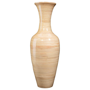 Villacera Handcrafted 28" Tall Natural Bamboo Vase Decorative Classic Floor Vase