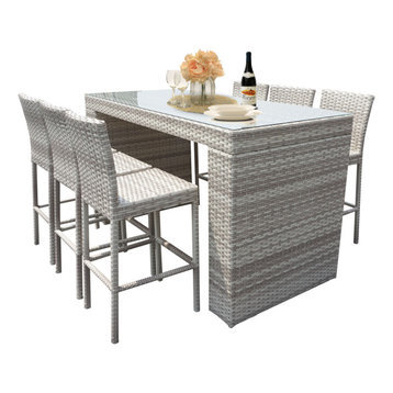 Fairmont Bar Table Set With Barstools 7 Piece Outdoor Wicker Patio Furniture