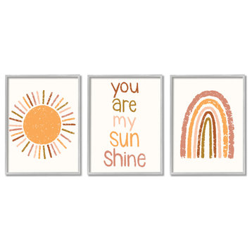 My Sunshine Rainbow Kids Inspirational Saying Text Design, 3pc, each 16 x 20