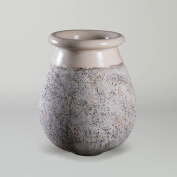 ORNAMENTI Small Biot Jar Provence Patina with Ivory Glaze Collar