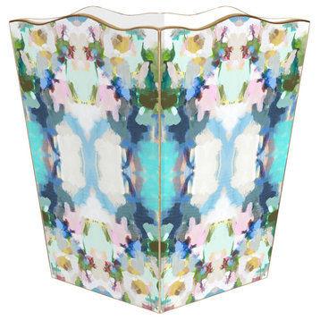 WB475-Park Avenue by Laura Park Wastepaper Basket, Scalloped Top and Wood Tissue Box Cover