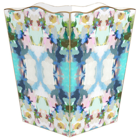 WB475-Park Avenue by Laura Park Wastepaper Basket, Scalloped Top and Wood Tissue Box Cover