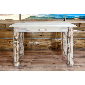 Montana Log Collection Wood Writing Desk In Clear Lacquer Finish MWDLWV