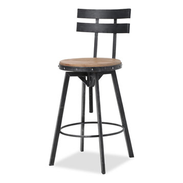 GDF Studio Modern Industrial Design Counter/Bar Stool, Adjustable Seat Height, S