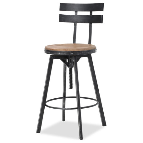 GDF Studio Modern Industrial Design Counter/Bar Stool, Adjustable Seat Height, Smooth Back