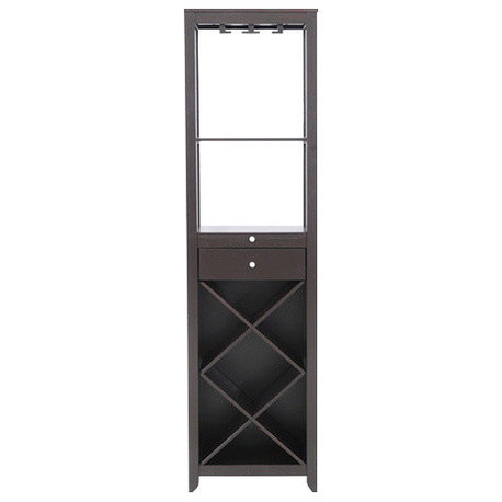 Baxton Studio Austin Brown Wood Modern Wine Tower