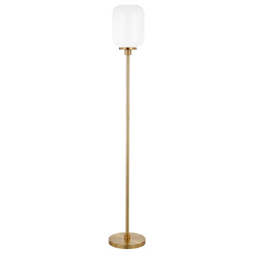 Agnolo 69 Tall Floor Lamp with Glass Shade in Brass/White Milk