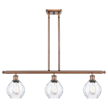 Small Waverly 3-Light Island-Light, Antique Copper, Clear