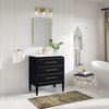 Celios Bathroom Vanity, Black With Brass Trim, 30", Single Sink, Freestanding