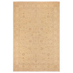 Bareens Designer Rugs - Oriental Ziegler Ji Tan Brown Hand-Knotted Wool Rug - 10'1'' x 14'2'' - Enhance the ambiance of your home with this magnificent Persian-influenced Turkish hand-knotted rug made by skilled artisans capable of creating the most exceptional vegetable dyes and hand-spun wool. This exquisite handmade rug is a one-of-a-kind Peshawar Kafkaz, otherwise identified as Chobi, Chobi Peshawar, Oushak, or Ziegler rug. These handmade rugs are crafted in Pakistan utilizing superior-quality wool imported from Australia, New Zealand, and Korea in two types of weaves: the Persian weave and the Mori weave. This rug is meticulously crafted by hand using the finest natural vegetable dyes extracted from local plants. The artisans use a blend of hand-spun local and fine merino wool, resulting in a rug with a compelling texture, higher lanolin content, and longer staple. The artisans occasionally incorporate natural or artificial silk into the pile to enhance specific motifs. The finished product is an awe-inspiring execution of flawless design and an understated palette that exudes elegance.