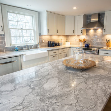 Super White quartzite kitchen