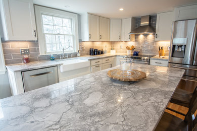 Super White quartzite kitchen