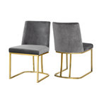 The Josephine Velvet Dining Chair, Gray and Gold (Set of 2)