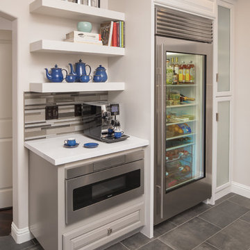 Glass-Front Refrigerator and Espresso Bar