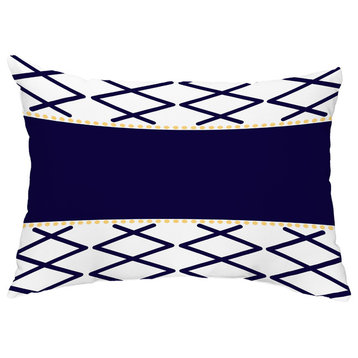 Knot Fancy 14"x20" Abstract Decorative Outdoor Pillow, Navy Blue