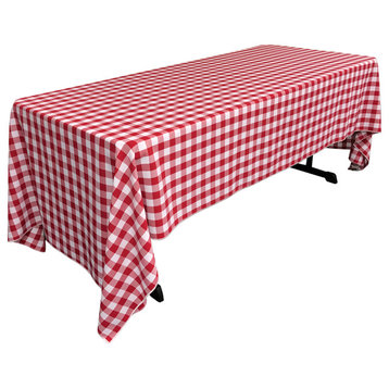 LA Linen Rectangular Gingham Checkered Tablecloth, Red, 60"x120"