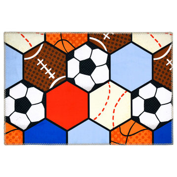 Sports Themed Colorful Area  Kid's Rug, 20"x30"