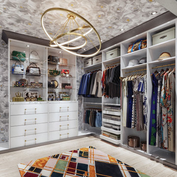 Contemporary White Walk-In Closet