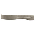 Meridian Furniture - Infinity Boucle Fabric Upholstered 8-Piece S-Shaped Modular Sectional, Brown - Mix and match this Infinity boucle fabric modular chair with other items in the Infinity collection to find the best possible seating solution for your gang. Rich taupe boucle fabric feels welcoming and soft to the skin, so you stay seated comfortably for the big game or while watching your favorite programs. Deep channel tufting adds to the longevity and durability of this modular chair while giving it texture.