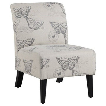 Linen Butterfly Lily Chair, 21.5W X 29.5D X 31.5H, Dark Espresso