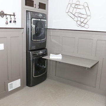 Integrated Laundry Station with Fold Down Table and Board and Batten Walls