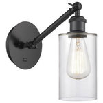 Innovations Lighting - Innovations Lighting 317-1W-BK-G802 Clymer, 1 Light Wall In Art Nouveau - The Clymer 1 Light Sconce is part of the BallstonClymer 1 Light Wall  Matte BlackUL: Suitable for damp locations Energy Star Qualified: n/a ADA Certified: n/a  *Number of Lights: 1-*Wattage:100w Incandescent bulb(s) *Bulb Included:No *Bulb Type:Incandescent *Finish Type:Matte Black