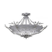 Primrose Six Light Silver Leaf Bowl Semi-Flush Mount
