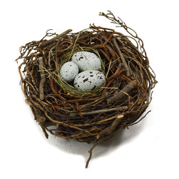 Shea's Wildflower - Nest With Eggs, 6", Natural - Holiday Accents And Figurines
