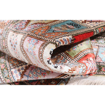 Oriental Rug Kayseri Silk 3'8"x2'3" Hand Knotted Carpet