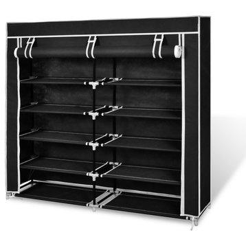 vidaXL 5 Tier Shoe Rack Tower Portable Closet Storage Organizer w/ Shelf Black