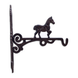 Import Wholesales - Rustic Horse Cast Iron Plant Hanger Hook, 10.375" Deep - Planter Hardware And Accessories