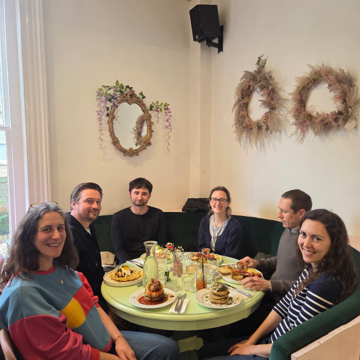 EN Architects team enjoying a lunch at Ouef cafe in Hove