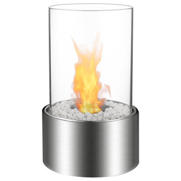 Regal Eden Ventless Tabletop Portable Bio Ethanol Fireplace, Stainless Steel