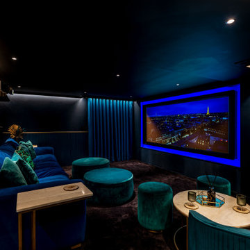 Contemporary Smart Home Cinema and Bar, St Albans