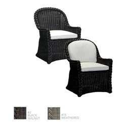 Sedona Beach Style Woven Resin Wicker Dining Arm Chair by Summer Classics - Outdoor Dining Chairs