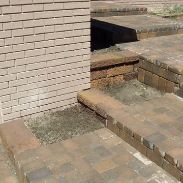 brick driveway and steps