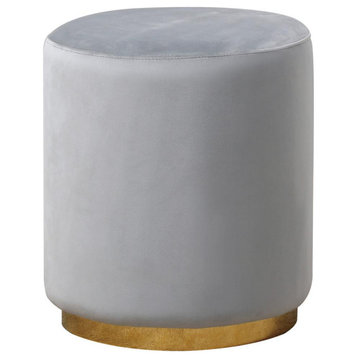 Best Master Furniture Dalvik Round Velvet Accent Stool In Gray/Gold Base