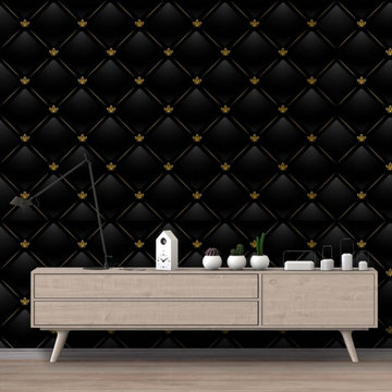 Black Gold Art Deco Geometric Wallpaper