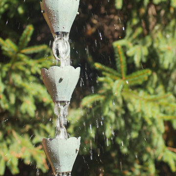 Double Link Rain Chain - Blue Verde Copper by Good Directions