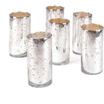 Antique Silver Glass Cylinders, Set of 6