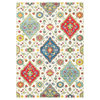 Jillian Floral Medallions Ivory and Multi Area Rug, 5'3"x7'6"