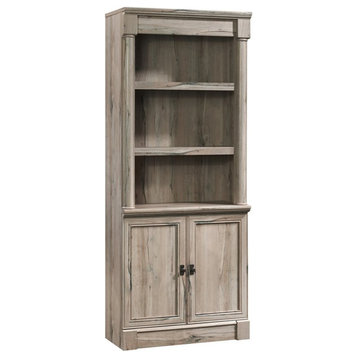 Pemberly Row Engineered Wood and Metal 3-Shelf Bookcase in Split Oak